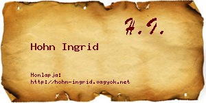 Hohn Ingrid névjegykártya